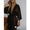 Dámske saténové Kimono LAVISH Simple - CHOCCO hnedá