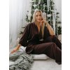 Dámske saténové Kimono LAVISH Simple - CHOCCO hnedá