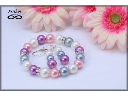 Dámsky náramok z riečnych perál fialovo - ružový aj v sete s náušnicami