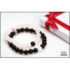 Darčekový set - Náramky pre páry "Jin a Jang" ruženín, ónyx