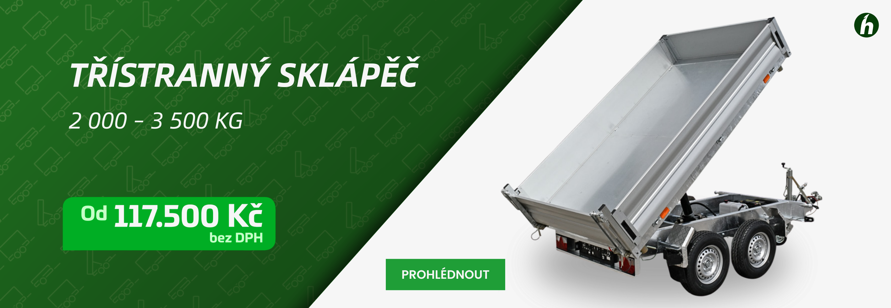 Tříst­ranný sklápěcí přívěs 2700–3500 kg od Holoubek – cena od 117 500 Kč bez DPH