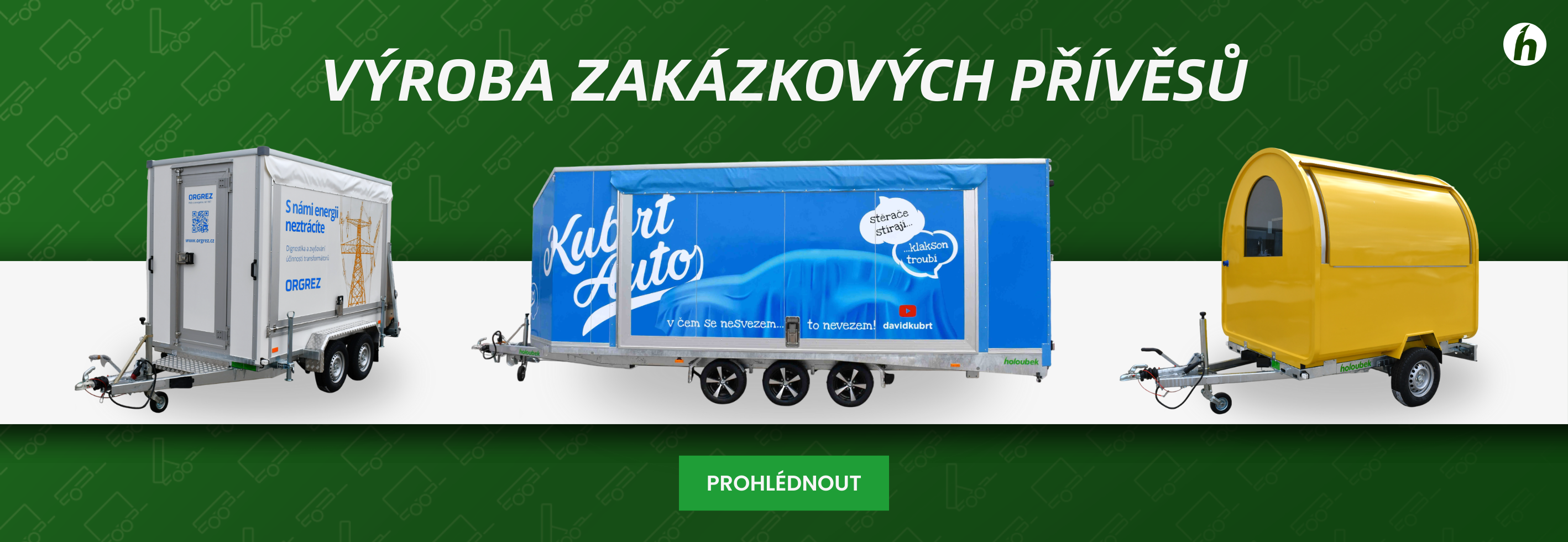 Zakázková výroba přívěsů Holoubek – valníky, přepravníky s plachtou a speciální mobilní stánky