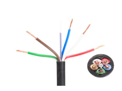 Kabel 5x0,75, hnědá/ bílá/ červená/ zelená/ modrá, metráž