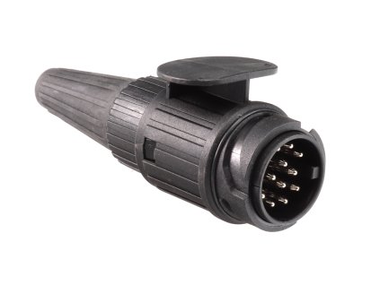 Zástrčka - vidlice 13 pól 12V s gumovým vývodem pro 2 kabely