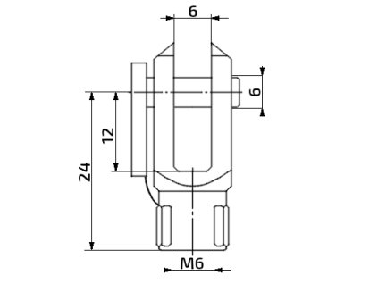 Vidlice k plynové vzpěře 6x12, otvor 6mm, pro závit M6