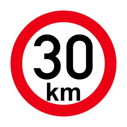 Omezení rychlosti 30 km retroreflexní pr. 150 mm (na přívěsy)
