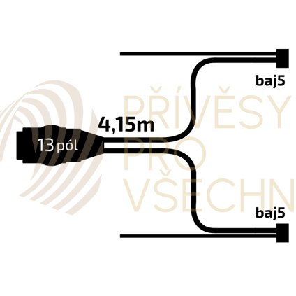 Kabeláž  4,15 m/ 13-pól. zástrčka, s předními vývody  QS150, baj5, VAPP (Jokon komp.)
