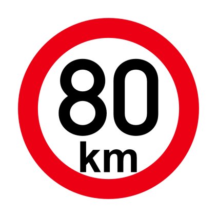 Omezení rychlosti 80 km retroreflexní pr. 150 mm (na přívěsy)