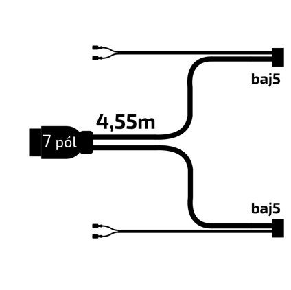 Kabeláž 4,55 m/7-pól - zástrčka, s předními vývody QS75, baj5, VAPP