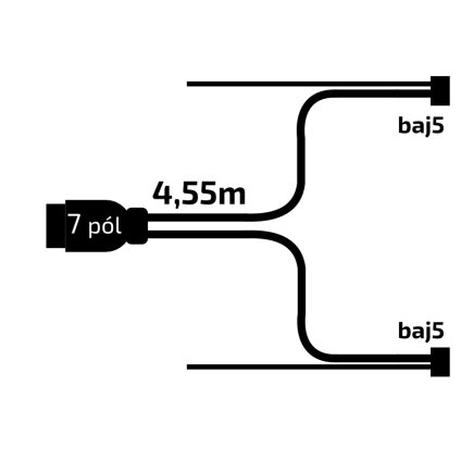 Kabeláž 4,55 m/ 7-pól. zástrčka, s předními vývody QS150, baj5, VAPP