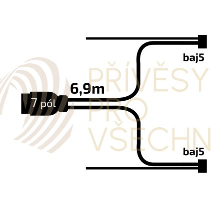 Kabeláž  6,9 m/7-pól. zástrčka, s předními vývody QS150, baj5, VAPP
