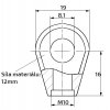 Oko k plynové vzpěře 19x16x12, otvor 8,1mm, pro závit M10