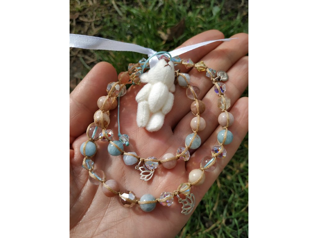 Náramky - set na ruku a na nohu modro-béžová