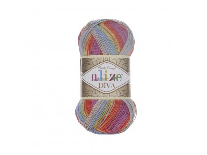 Příze Diva batik 3242 šedo-barevná