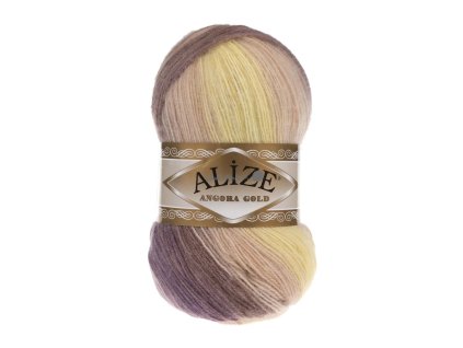 Angora gold batik 6954 fialovo-žluto-béžová