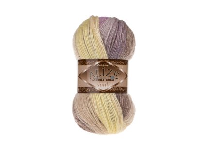 Angora gold simli batik 6954 fialovo-žluto-světlá