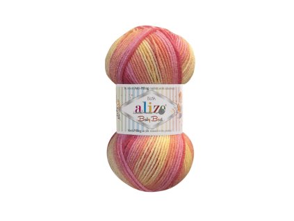 Příze Baby best batik 7073 červeno-oranžovo-žlutá