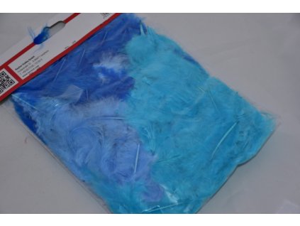 Peří barevné 3-10cm tyrkysová směs