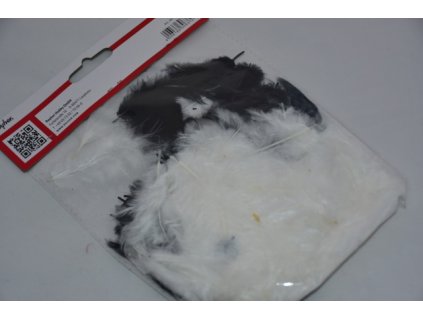 Peří barevné 3-10cm černo-bílá směs