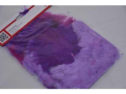 Peří barevné 3-10cm fialová směs
