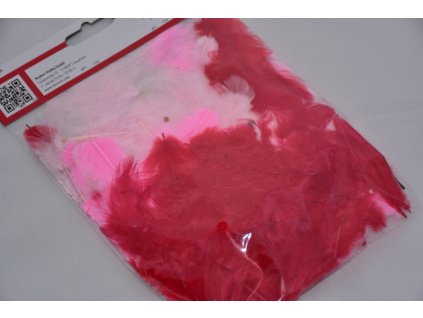 Peří barevné 3-10cm červeno-růžová směs