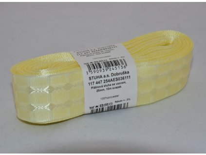 Stuha plátnová se vzorem 25mm 111 smetanová