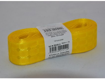 Stuha plátnová se vzorem 25mm 207 žlutá