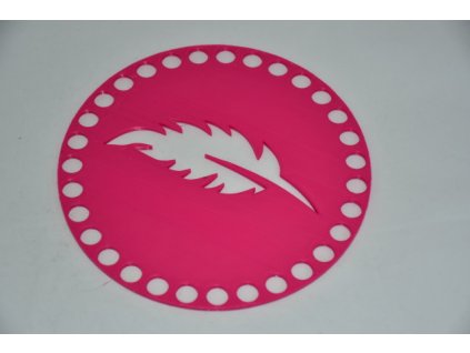 Víko/dno na košík 14,5cm - pírko fuchsie