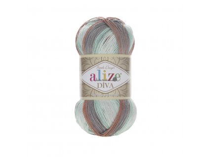 Příze Alize Diva batik 5550 mint-hnědá