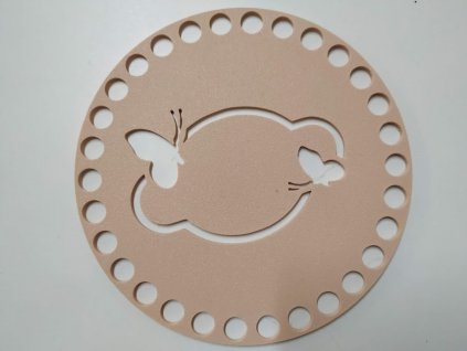 Víko/dno na košík 14,5cm - motýly mrak béžová