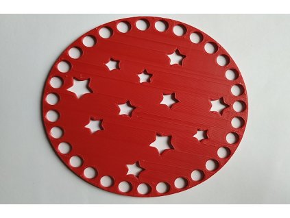 Víko/dno na košík 14,5cm - hvězdičky velké červená