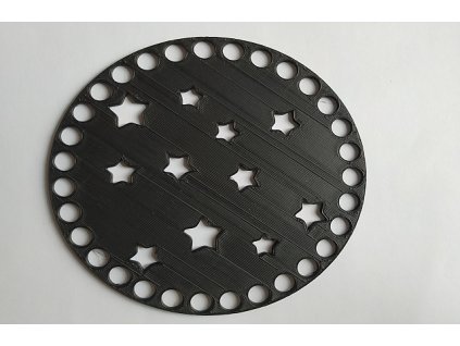 Víko/dno na košík 14,5cm - hvězdičky velké černá