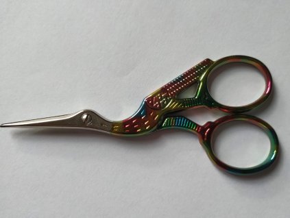 Nůžky vyšívací 9,5cm - čáp duhový