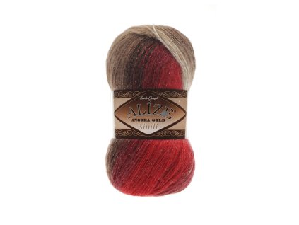 Angora gold simli batik 4574 červeno-hnědo-světlá