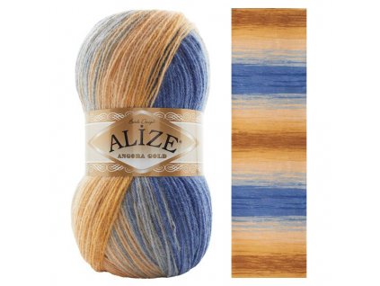 Angora gold batik 4603 tyrkysovo-hnědá