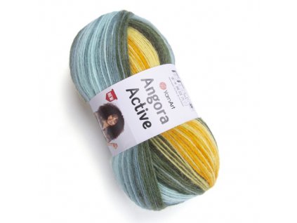 Příze Yarn Art Angora active 857 zelenošedo-žlutá