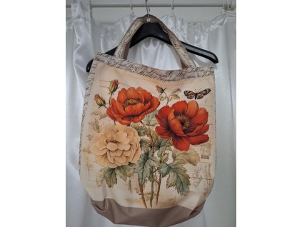 Taška vzor č.60 - pivoňky na béžové