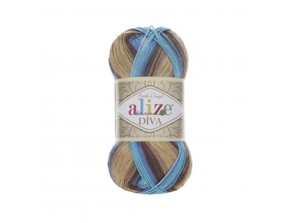 Příze Alize Diva batik 3243 tyrkysovo-hnědá
