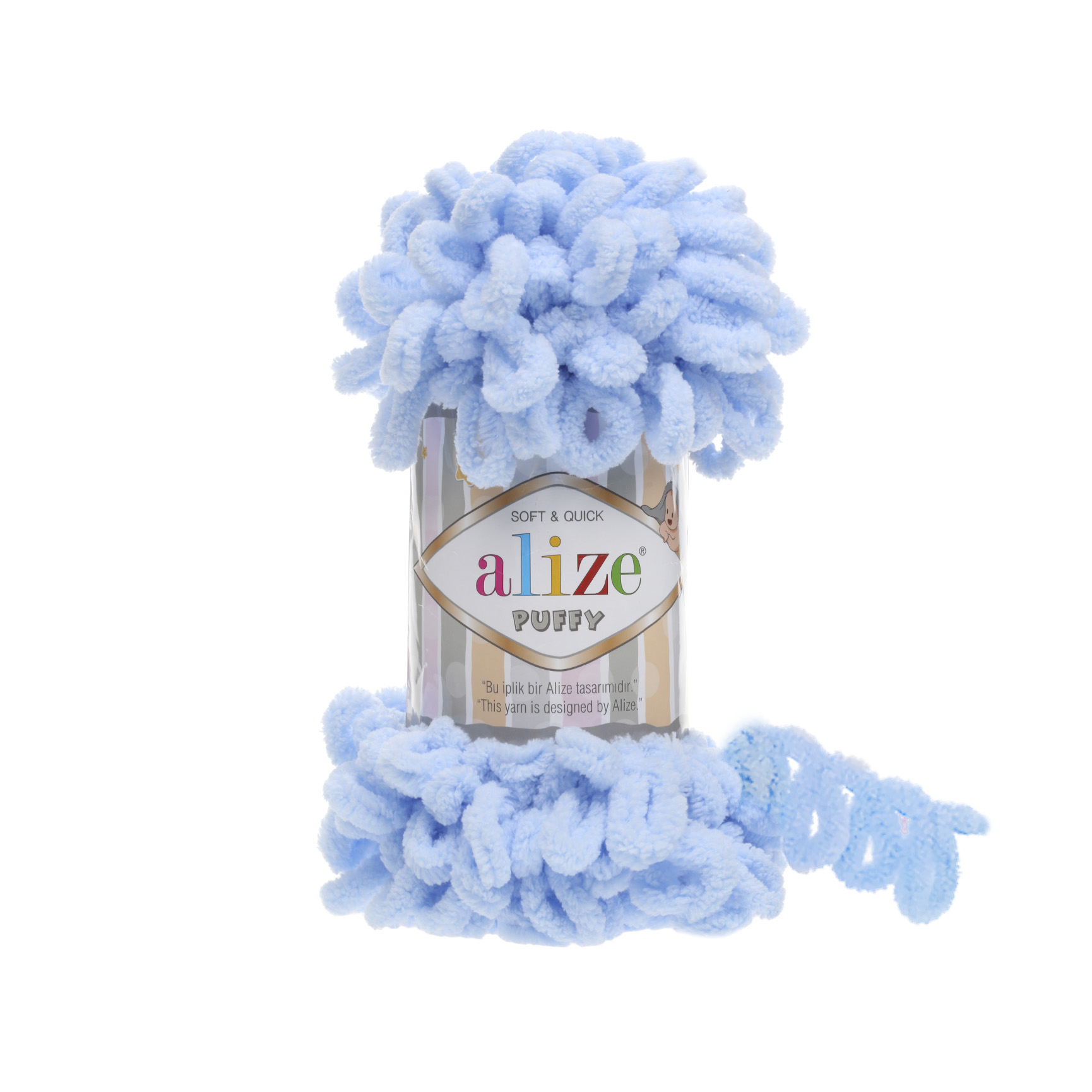 Pletací příze Alize Puffy 100 g Varianta: 9 (183) modrá dětská, Balení: 1 ks