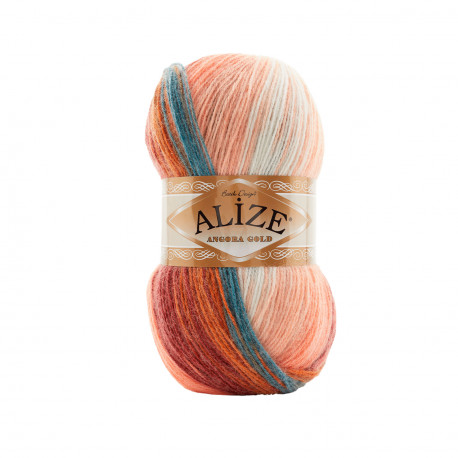 Alize Angora gold batik 8023 losos-petrolejová