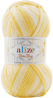 Alize Příze Baby best batik 7836 žluto-bílá