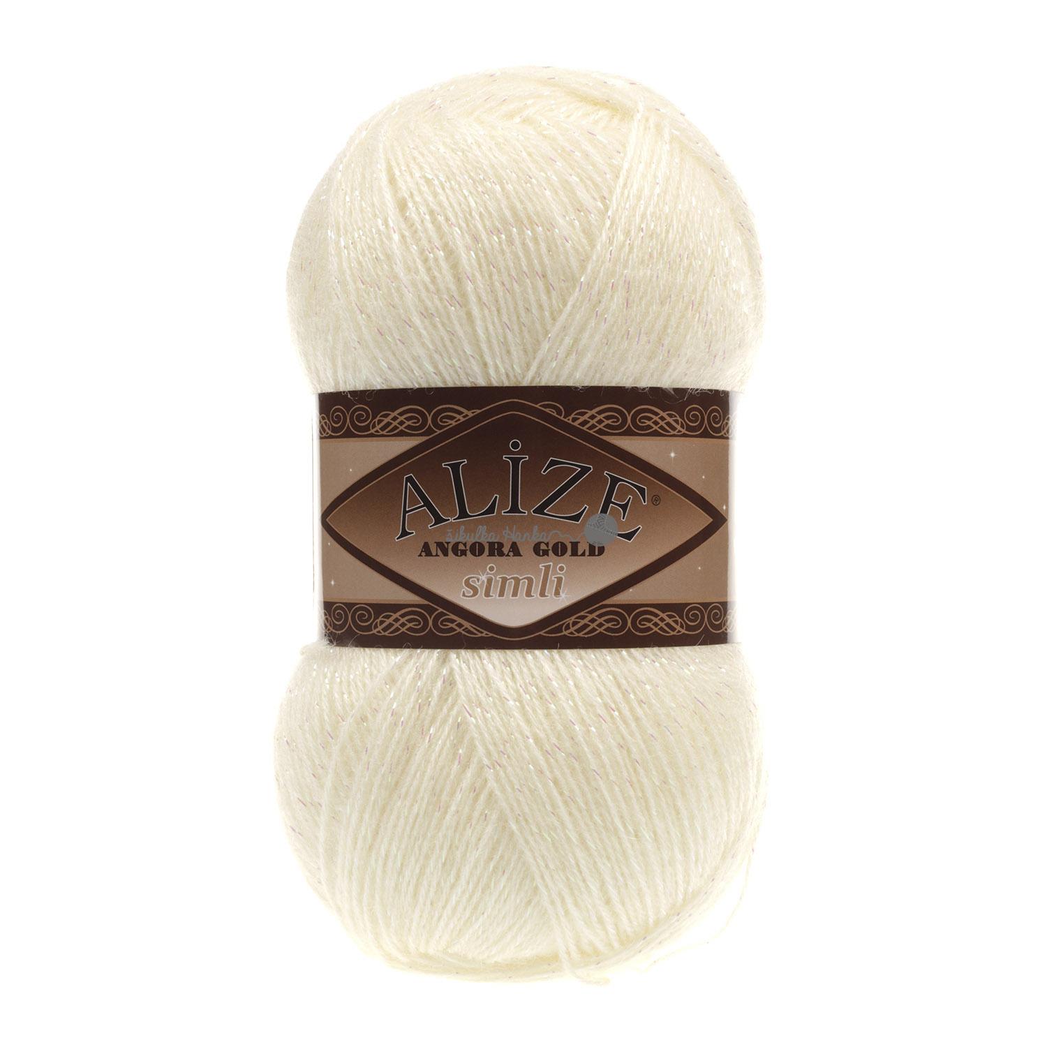 Příze Alize Angora gold simli 62 smetanová