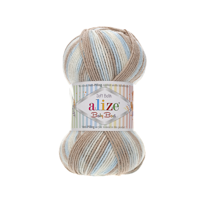 Alize Příze Baby best batik 6657 modro-hnědo-krémová