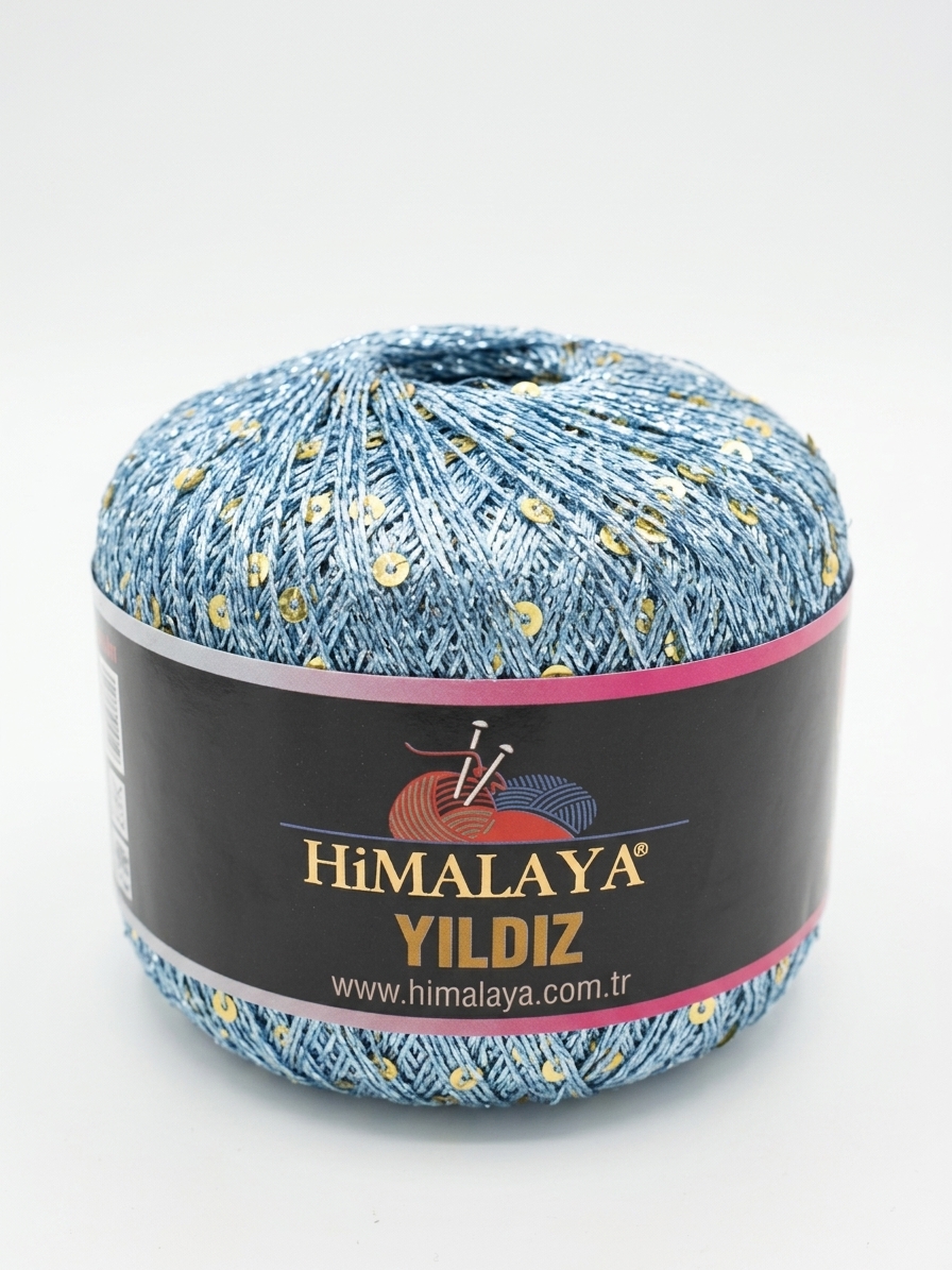 Himalaya Příze Yildiz 58116 světle modrá zlaté flity