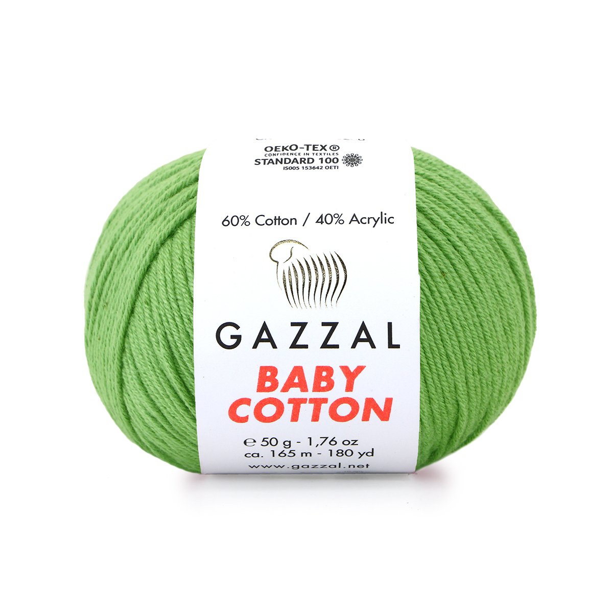Gazzal Příze Baby cotton 3448 trávová zelená světlá