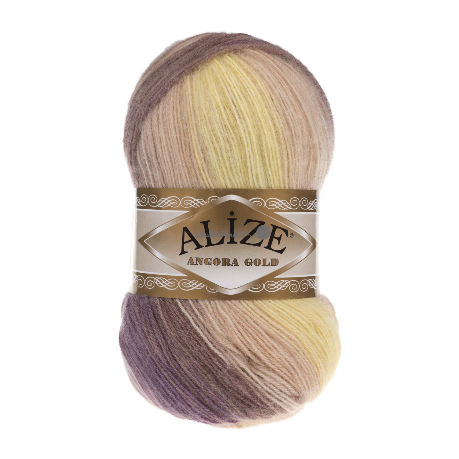 Alize Angora gold batik 6954 fialovo-žluto-béžová