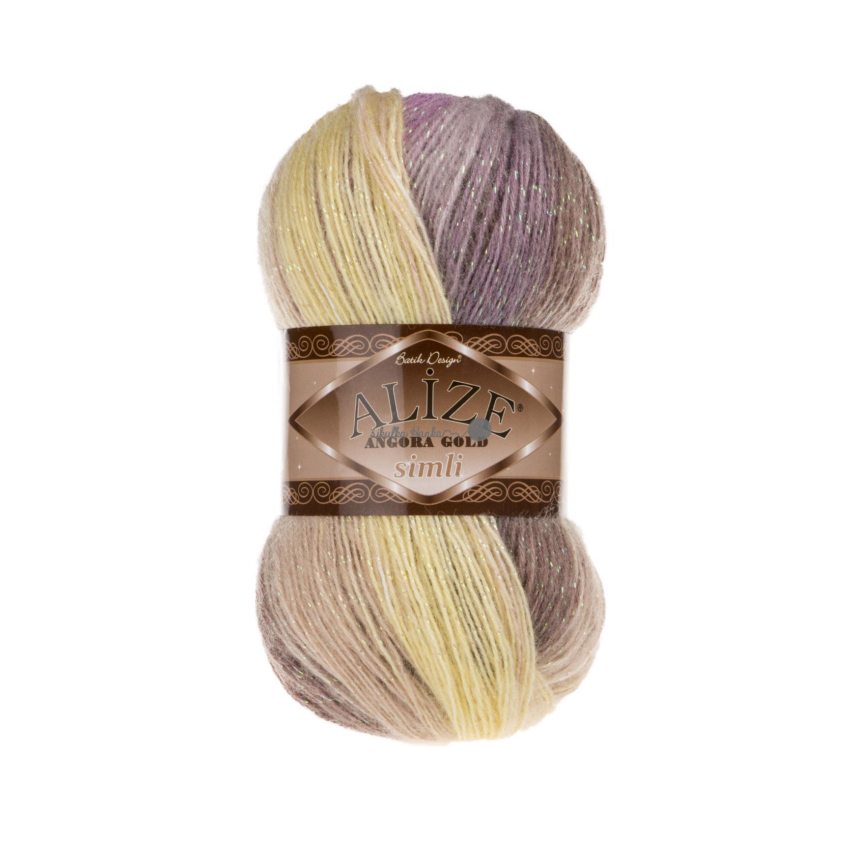 Alize Angora gold simli batik 6954 fialovo-žluto-světlá