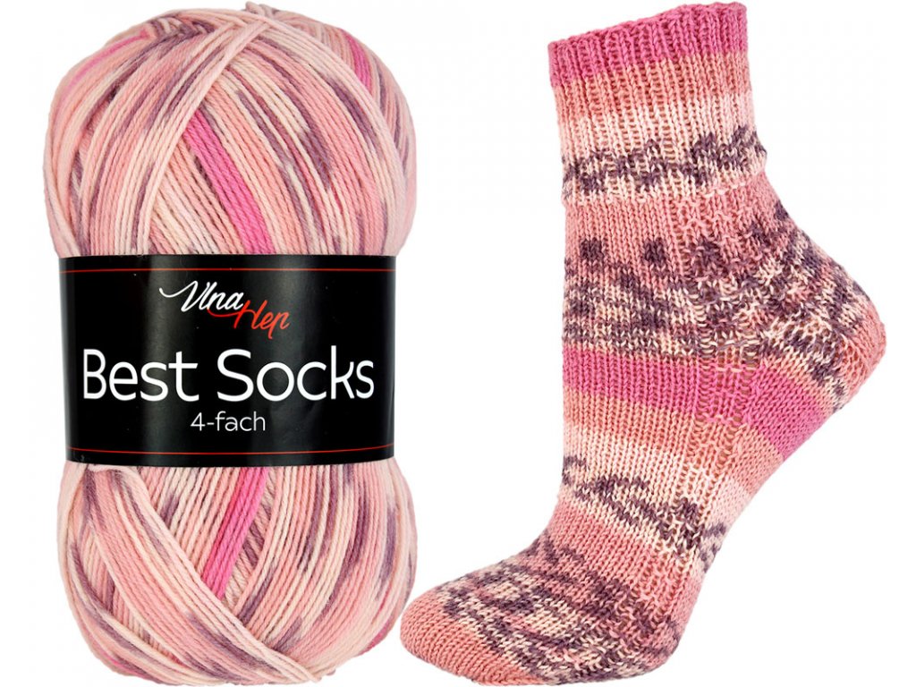 Vlna-hep Příze Best socks 7303 růžová
