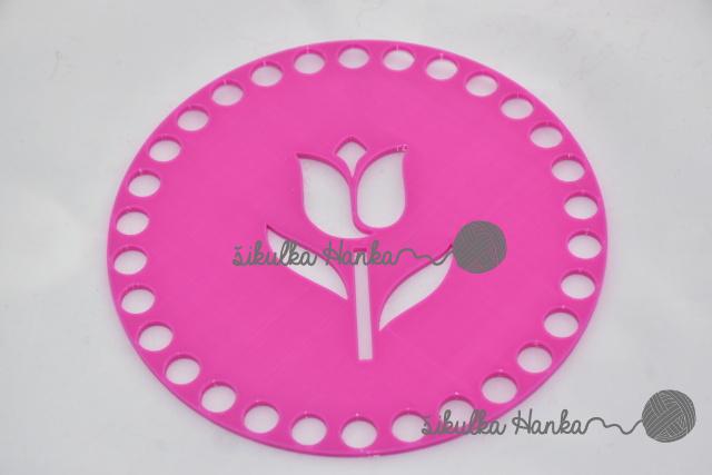 Víko/dno na košík 14,5cm - tulipán růžová