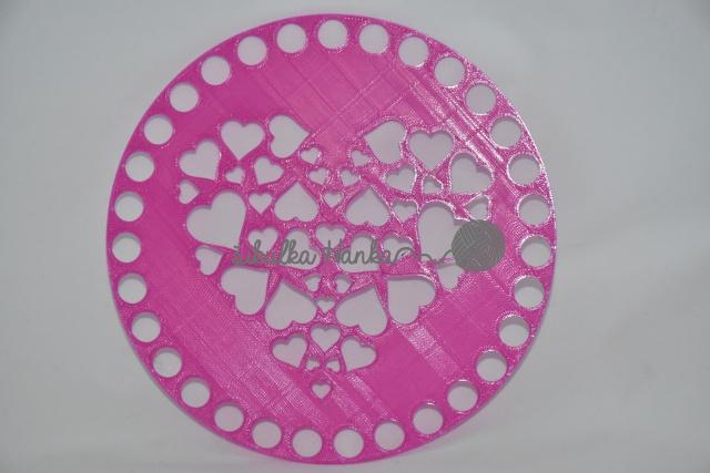 Víko/dno na košík 14,5cm - srdíčka růžové